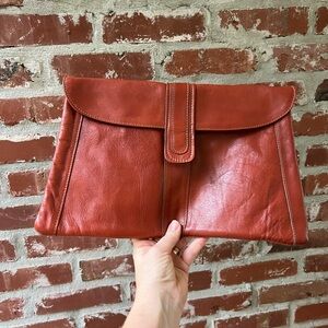 Vintage Rust Leather Clutch